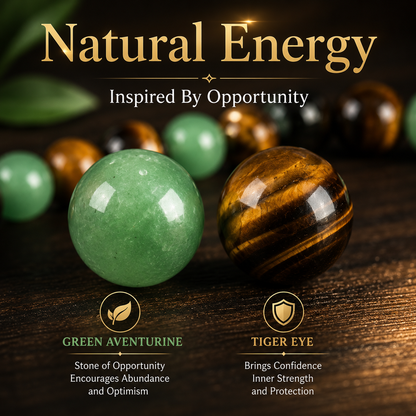 💰 Money Attraction Crystal Bracelet – Green Aventurine & Tiger Eye Lucky Beaded Bracelet for Abundance, Confidence & Everyday Wear