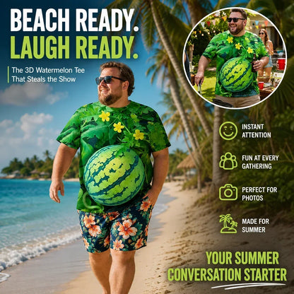 🍉 Funny 3D Watermelon T-Shirt for Men – 100% Cotton Summer Novelty Tee S–6XL