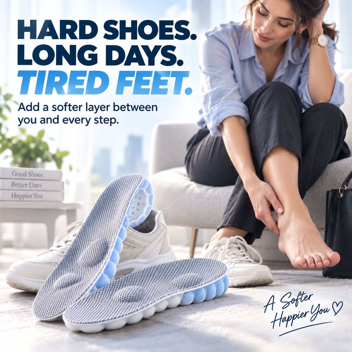 ☁️ 4D Cloud Comfort Insoles – Soft Cushioning & All-Day Support