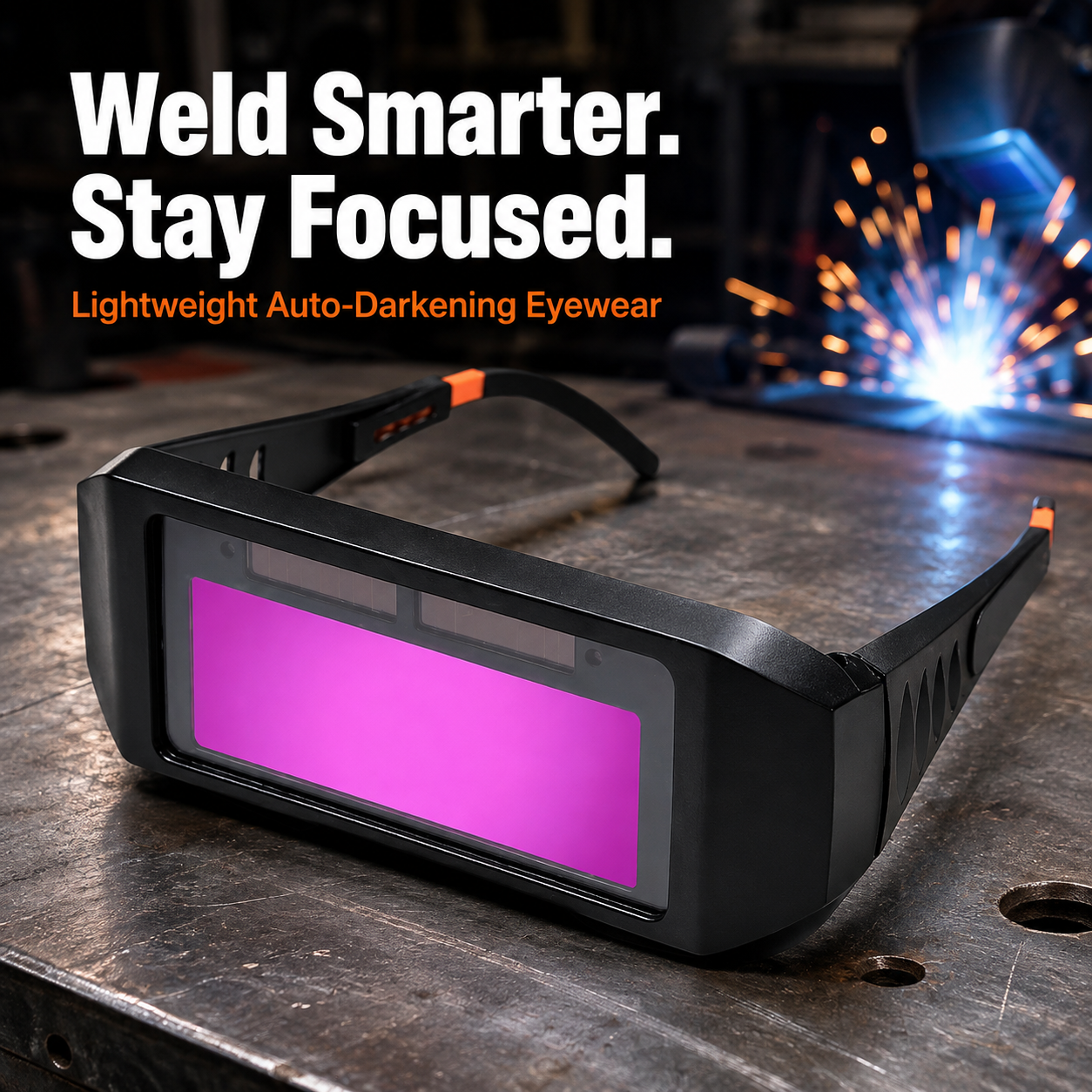 ⚡ Auto-Darkening Welding Goggles – Lightweight Wide-View Workshop Eyewear