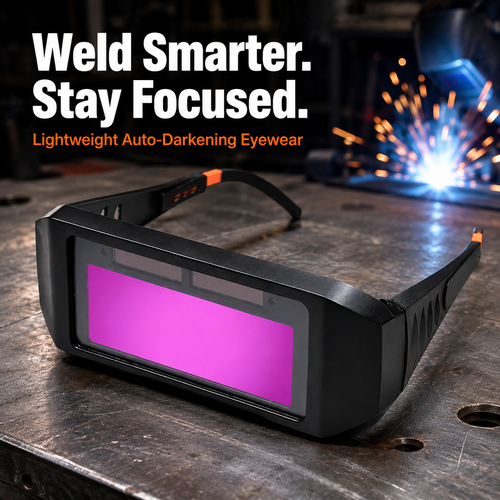 ⚡ Auto-Darkening Welding Goggles – Lightweight Wide-View Workshop Eyewear