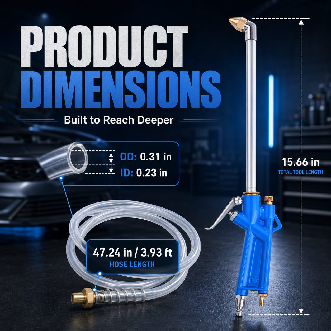 🔧 Long-Reach Pneumatic Engine Cleaning Gun – Air-Powered Siphon Sprayer for Tight Spaces