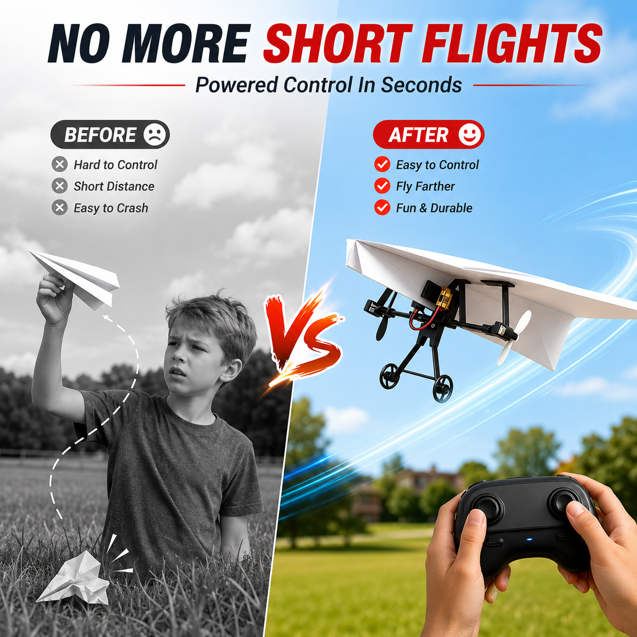 ✈️ RC Paper Airplane Kit – Turn Any A4 Paper Into Flight