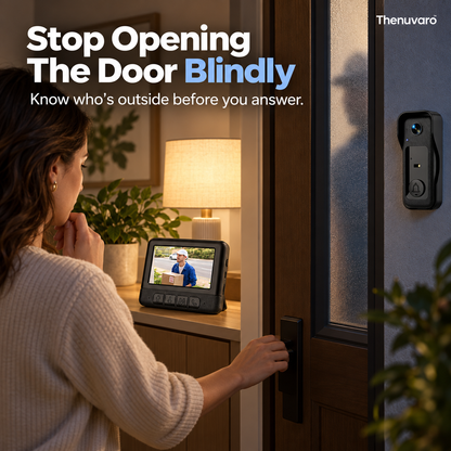 🚪 Wireless Video Doorbell Camera With Indoor Screen – See Who’s At Your Door Before Opening It