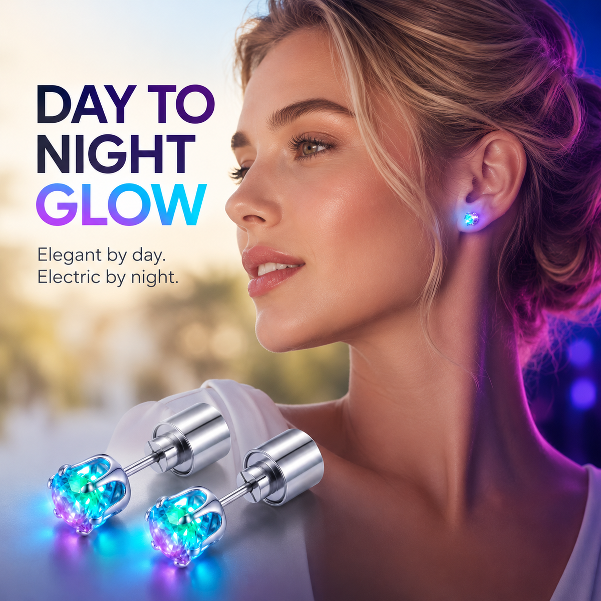 ✨ 7-Color LED Light-Up Crystal Stud Earrings – Party Glow Jewelry 💎