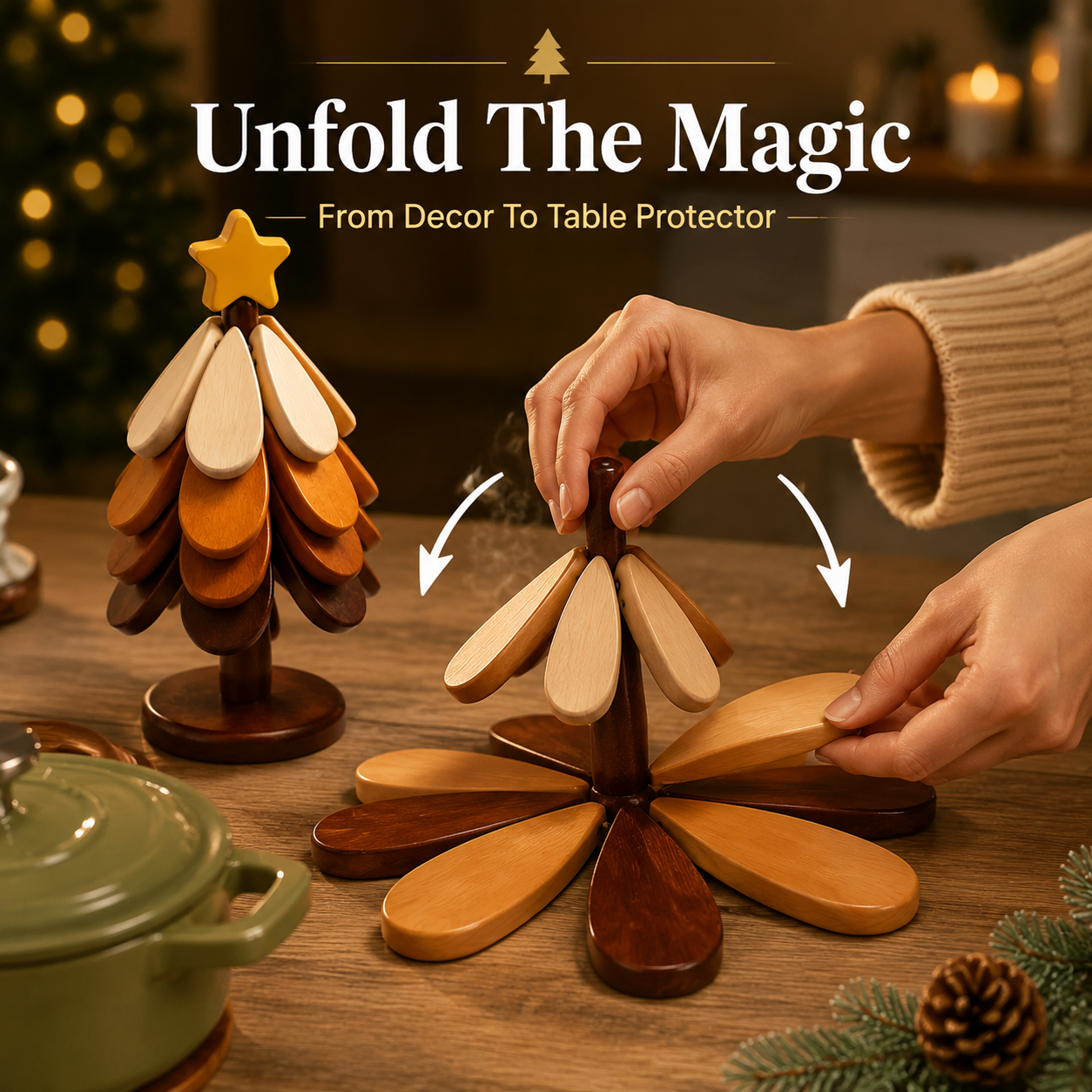 ✨ Magic Foldable Tree Trivet | Decor & Heat Resistant Table Protector
