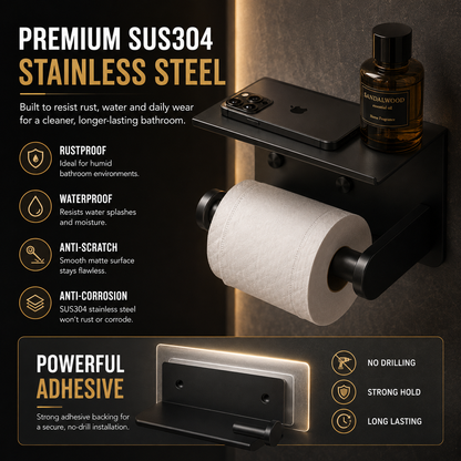 🧻 2pack -2-in-1 Toilet Paper Holder with Shelf – Space-Saving Bathroom Organizer