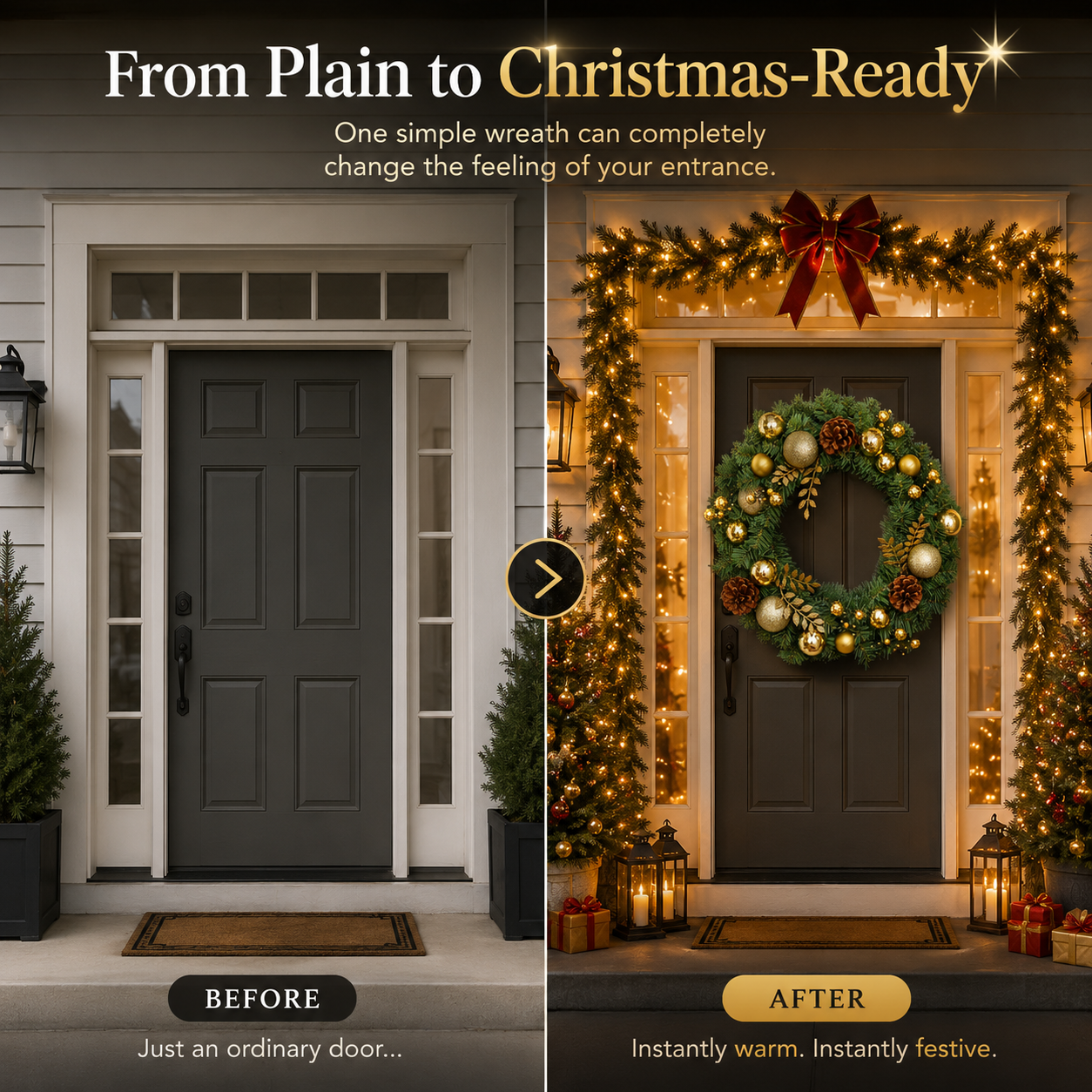 🎄 17.7" Christmas Wreath – Instant Holiday Magic for Your Home