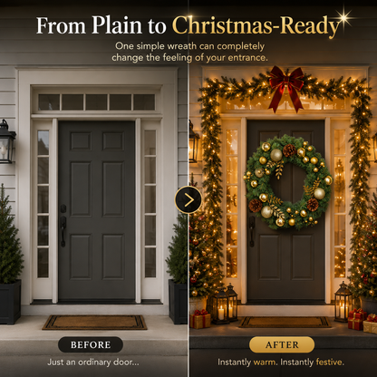 🎄 17.7" Christmas Wreath – Instant Holiday Magic for Your Home