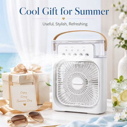 5‑Nozzle Desktop Spray Fan – 3in1 Air Cooler + Humidifier + 7‑Color Night Light, USB Personal Cooling Fan for Office Bedroom Dorm