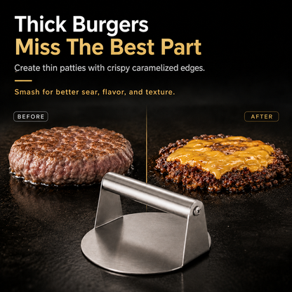🍔 (2-Pack)-Stainless Steel Smash Burger Press – Make Restaurant-Style Crispy Burgers at Home