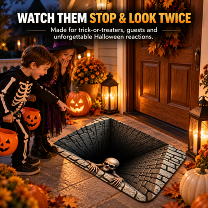 🎃 3D Halloween Horror Floor Mat – Spooky Skull Illusion Door Rug