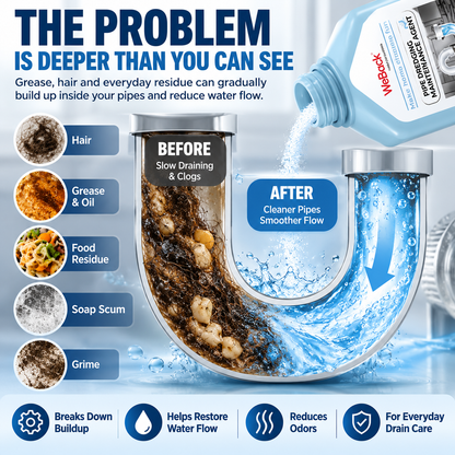 💧 Powerful Drain Cleaner – Breaks Down Hair, Grease & Everyday Buildup
