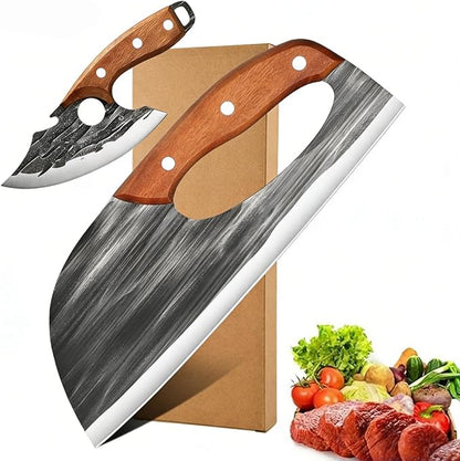 Buy 1 Get 1 Free Forged Kitchen Knife Set - Sharp Durable Meat Cleaver Chef Knife