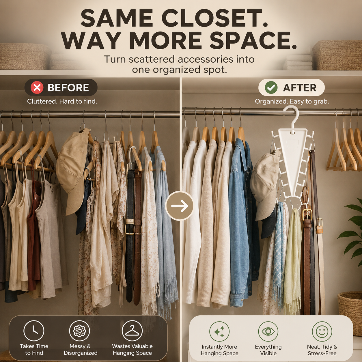 👚 12-Hook Rotating Closet Organizer – Save Space & Keep Accessories Organized