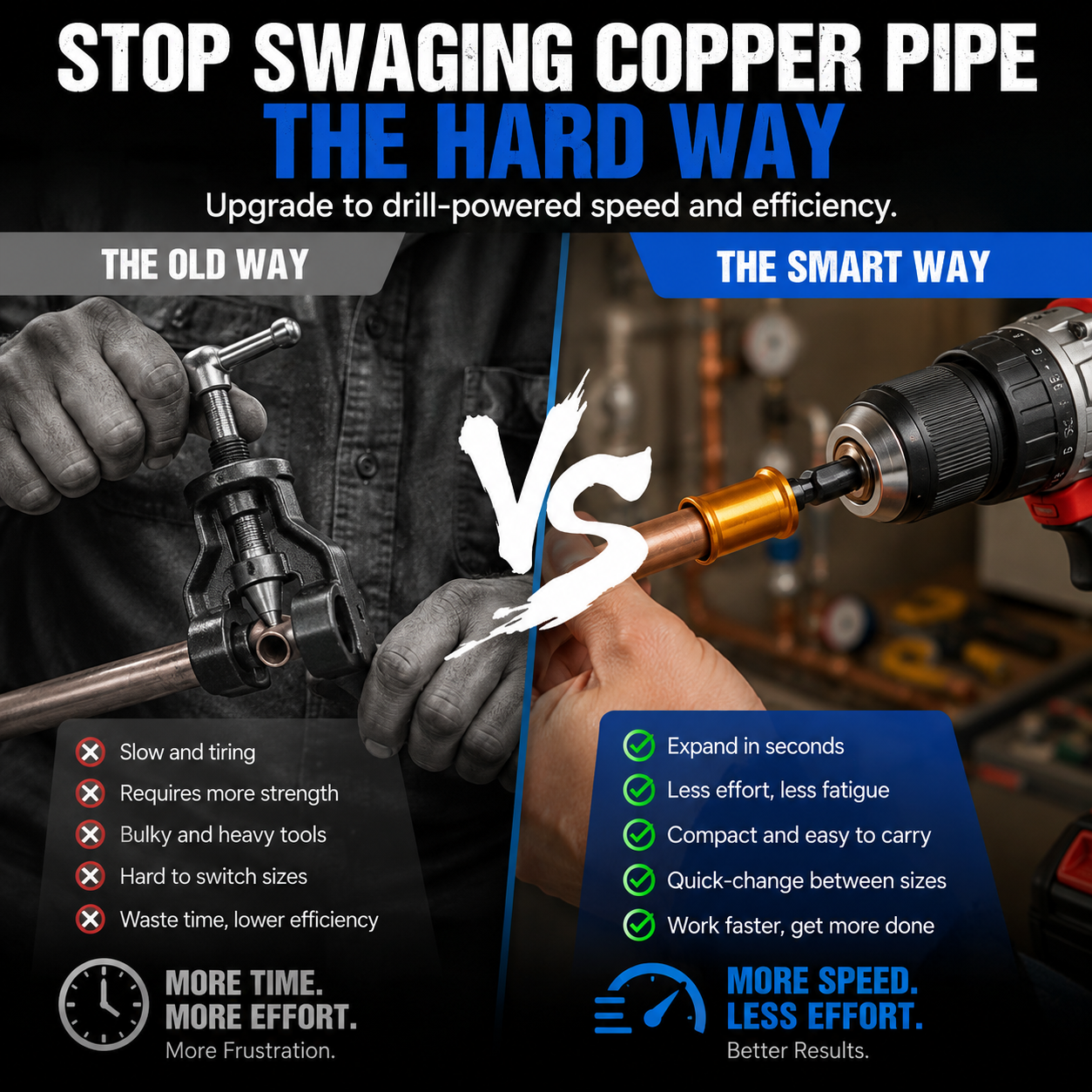 ⚡ 6-Size Copper Pipe Swaging Drill Bit Set – Quick-Change HVAC Tube Expander Tool
