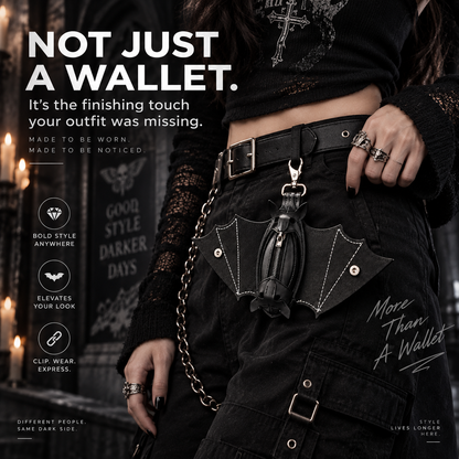 🦇 Bat-Shaped Gothic Mini Wallet – Clip-On Punk Accessory for Bags, Belts & Festival Outfits