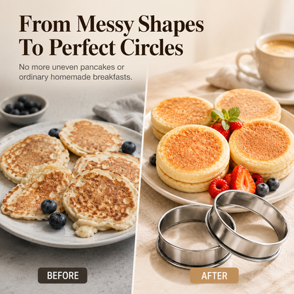 🥞 Café-Style Breakfast Ring Molds – Stainless Steel English Muffin, Pancake & Egg Rings