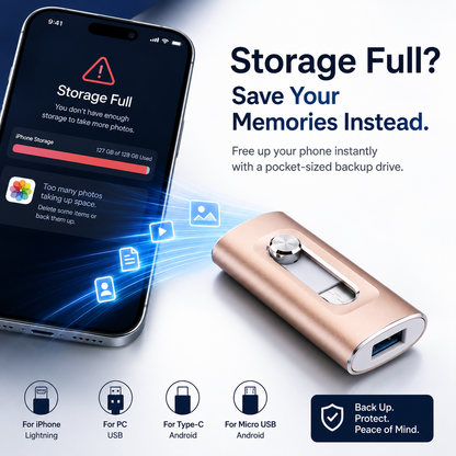 💾 Smart 4-in-1 Memory Drive – Protect Your Photos, Videos & Digital Memories