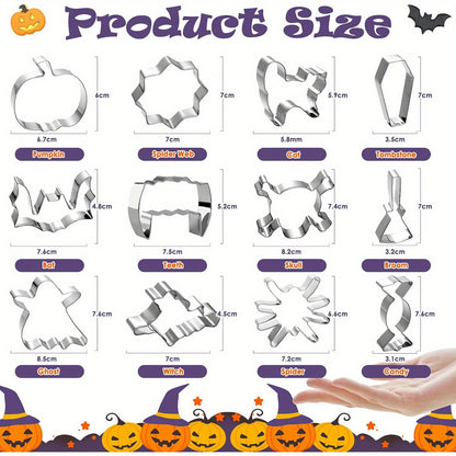 🎃 HOT SALE | 5-Piece Halloween Cookie Cutter Set – Stainless Steel Bat, Pumpkin, Ghost, Cat & Witch Hat Shapes