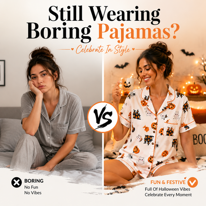 🎃 Spooky Season Pajama Set | Cute Ghost Print Sleepwear 👻