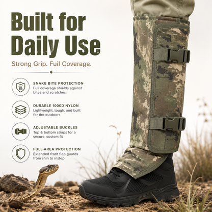Unisex Adjustable Outdoor Snake-Resistant Leg Gaiters, Abrasion-Resistant Durable Fabric Protective Gear for Hunting, Hiking