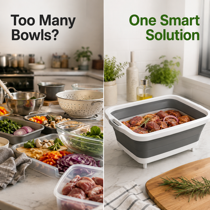 🔥 Foldable BBQ Prep Tub – The Space-Saving Cooking Helper for Grilling, Marinating & Outdoor Adventures