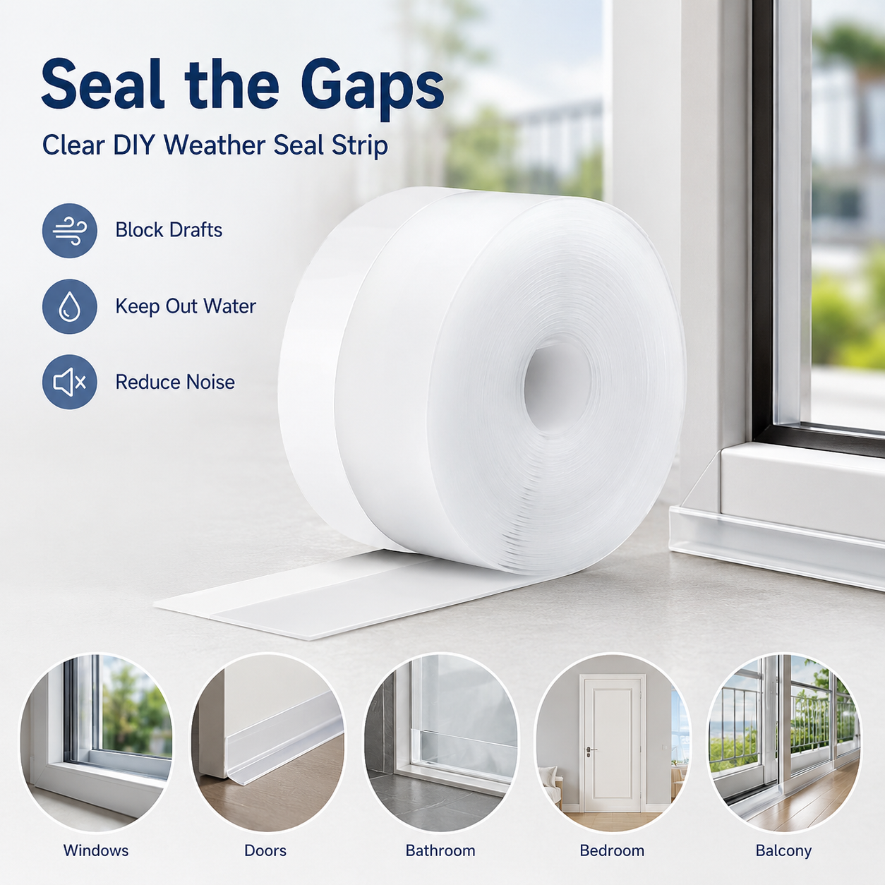 🚪 ClearSeal™ Weatherproof Door & Window Seal Strip – Stop Drafts, Dust & Water Gaps