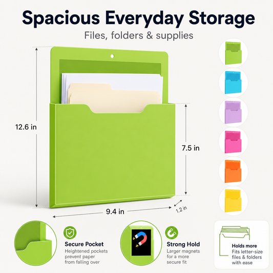 🧲 4pcs Magnetic File Organizer – Clear Clutter & Save Space