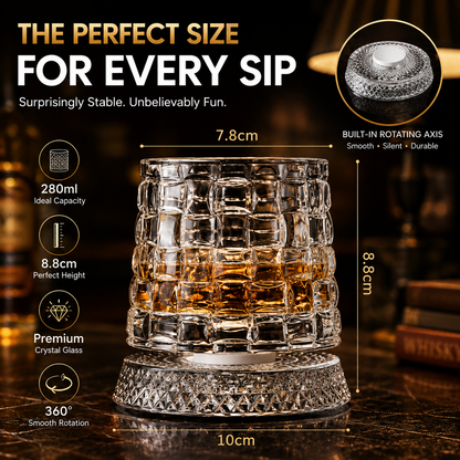360° Rotating Crystal Glass Cup – The Fun Drinkware That Won’t Tip Over