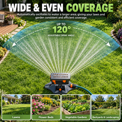 💦 Adjustable Oscillating Lawn Sprinkler – Easy Hands-Free Garden Watering
