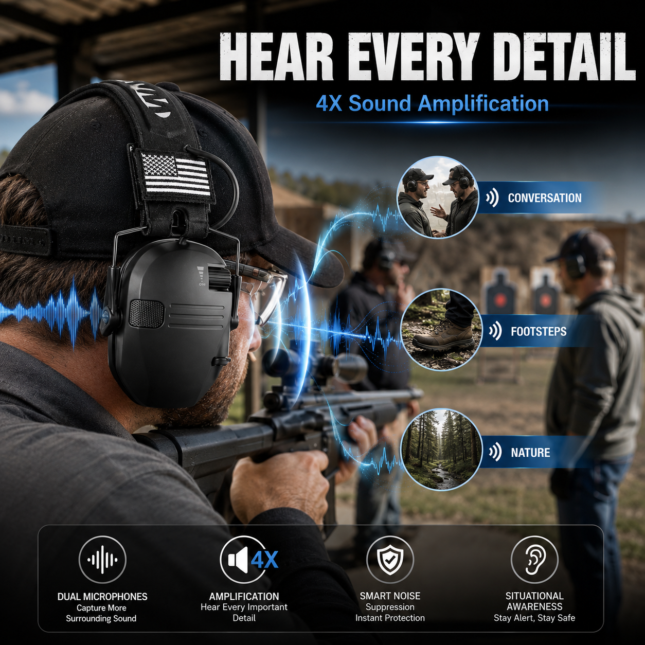 🔇 23dB Electronic Shooting Hearing Protection Earmuffs.