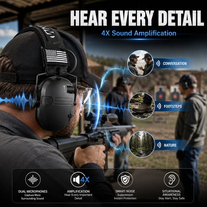🔇 23dB Electronic Shooting Hearing Protection Earmuffs.