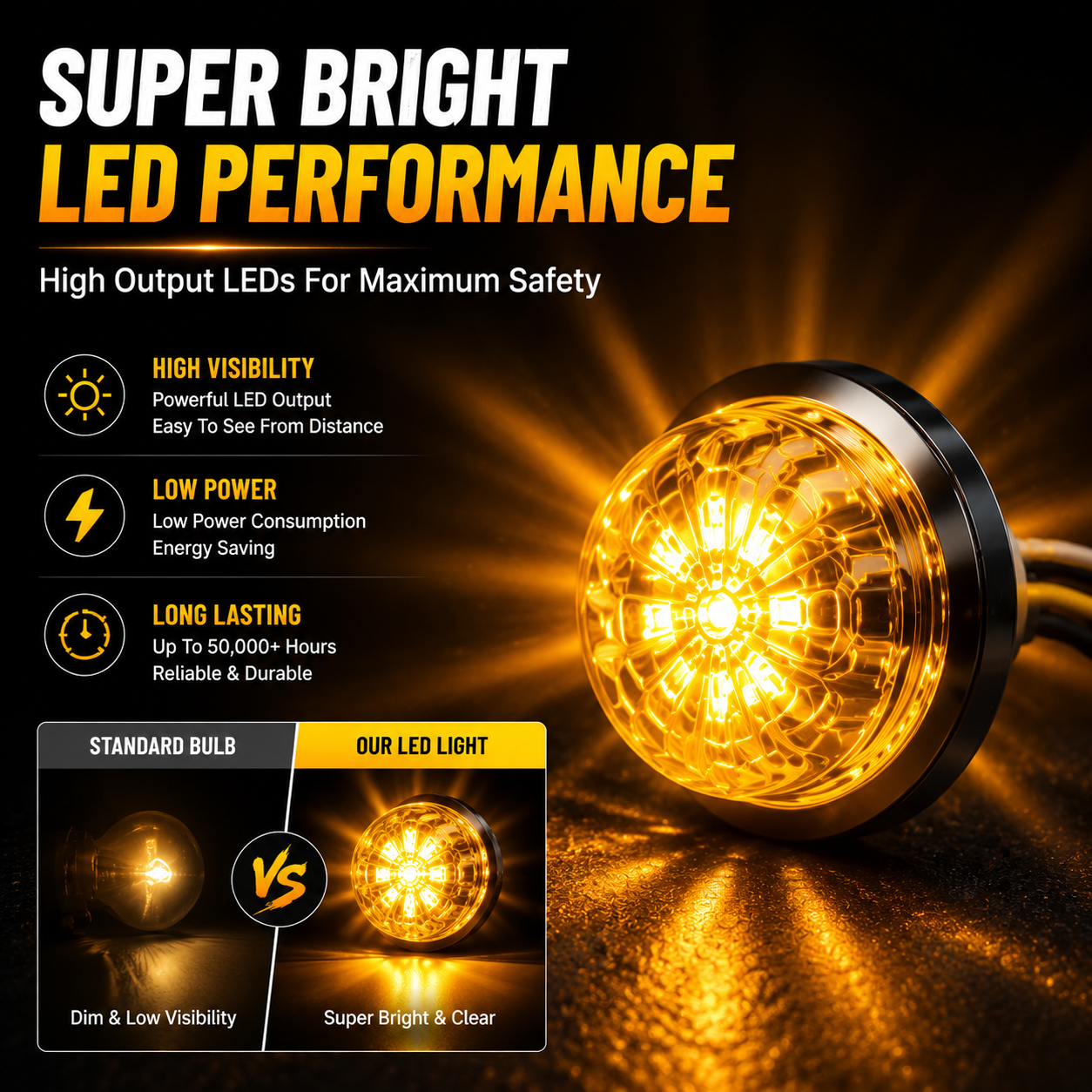 🚛 3/4" LED Marker Lights – 6 Pack Super Bright Waterproof Side Lights for Trucks, Trailers & RVs