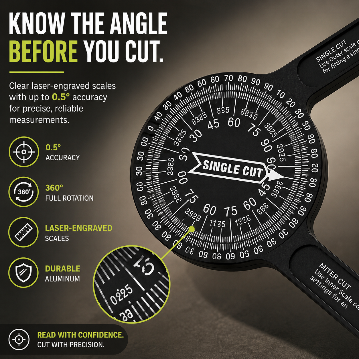📐 360° Miter Saw Angle Finder – Measure Once, Cut With Confidence