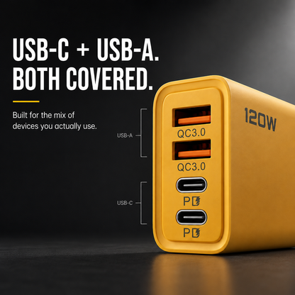⚡ 2-Pack USB-C & USB-A 4-Port Fast Charger + 5FT 4-in-1 Cable