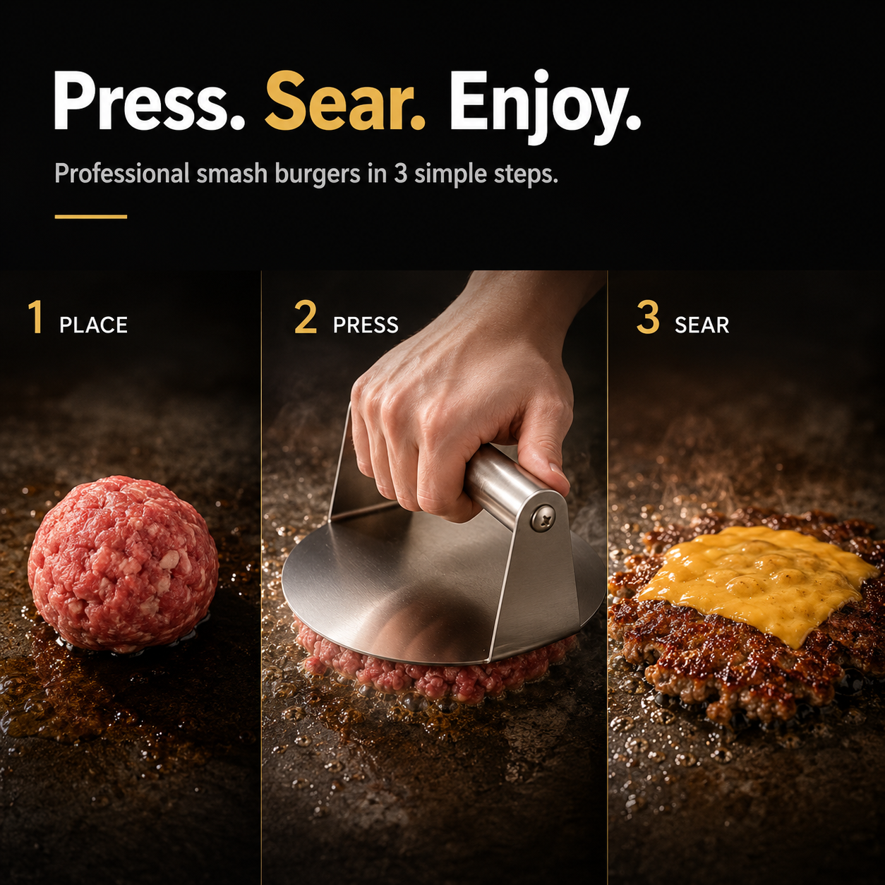 🍔 (2-Pack)-Stainless Steel Smash Burger Press – Make Restaurant-Style Crispy Burgers at Home