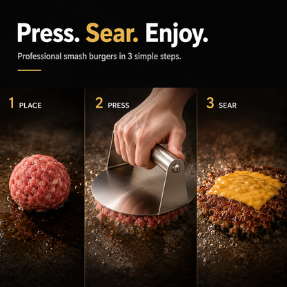 🍔 (2-Pack)-Stainless Steel Smash Burger Press – Make Restaurant-Style Crispy Burgers at Home
