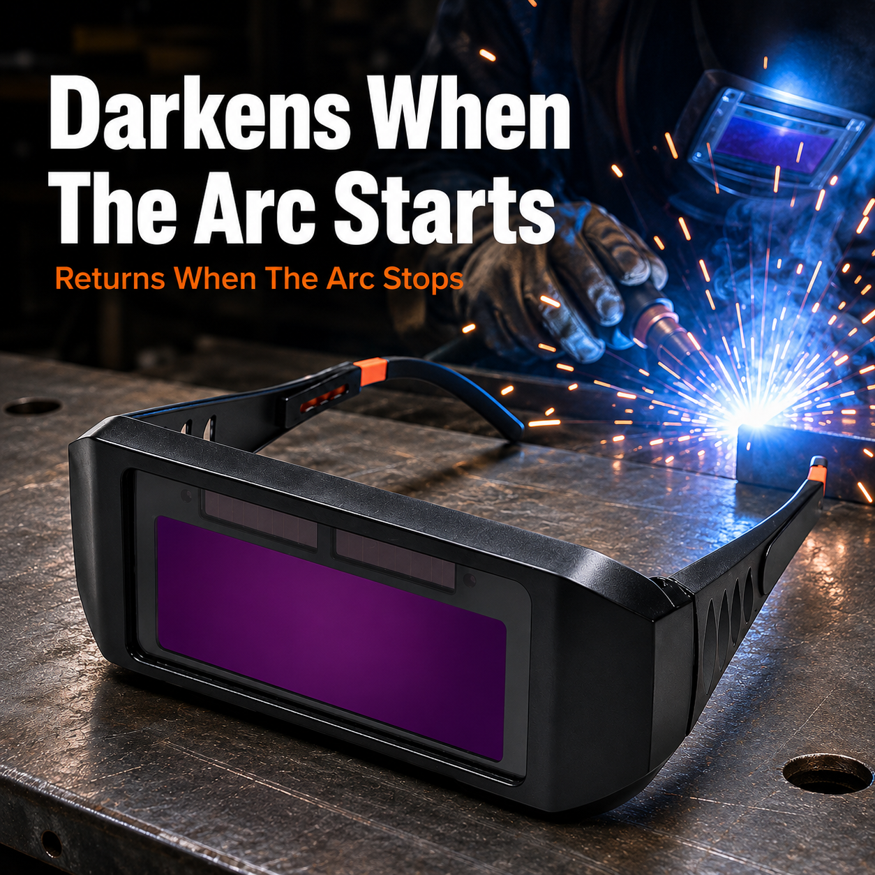 ⚡ Auto-Darkening Welding Goggles – Lightweight Wide-View Workshop Eyewear
