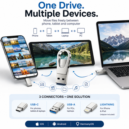 📱 3-in-1 Phone & Computer Flash Drive – Fast Photo & File Transfer