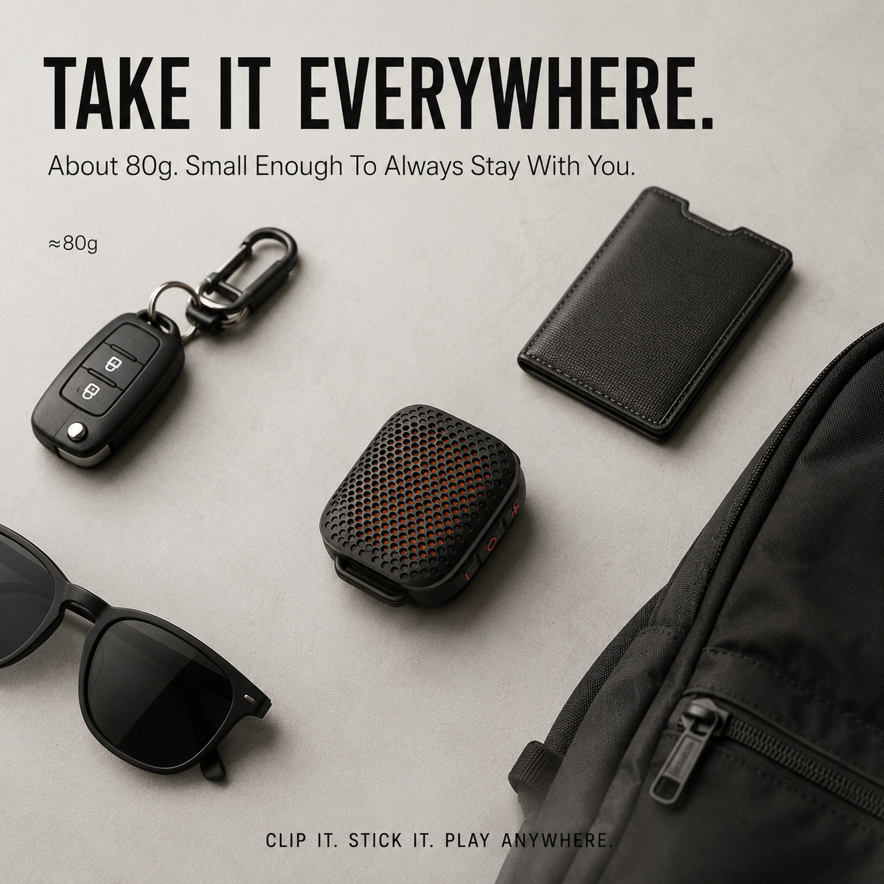 🔊 Magnetic Clip-On Bluetooth Speaker – IPX7 Waterproof, TWS Stereo & Ultra-Light 80g Wearable Design