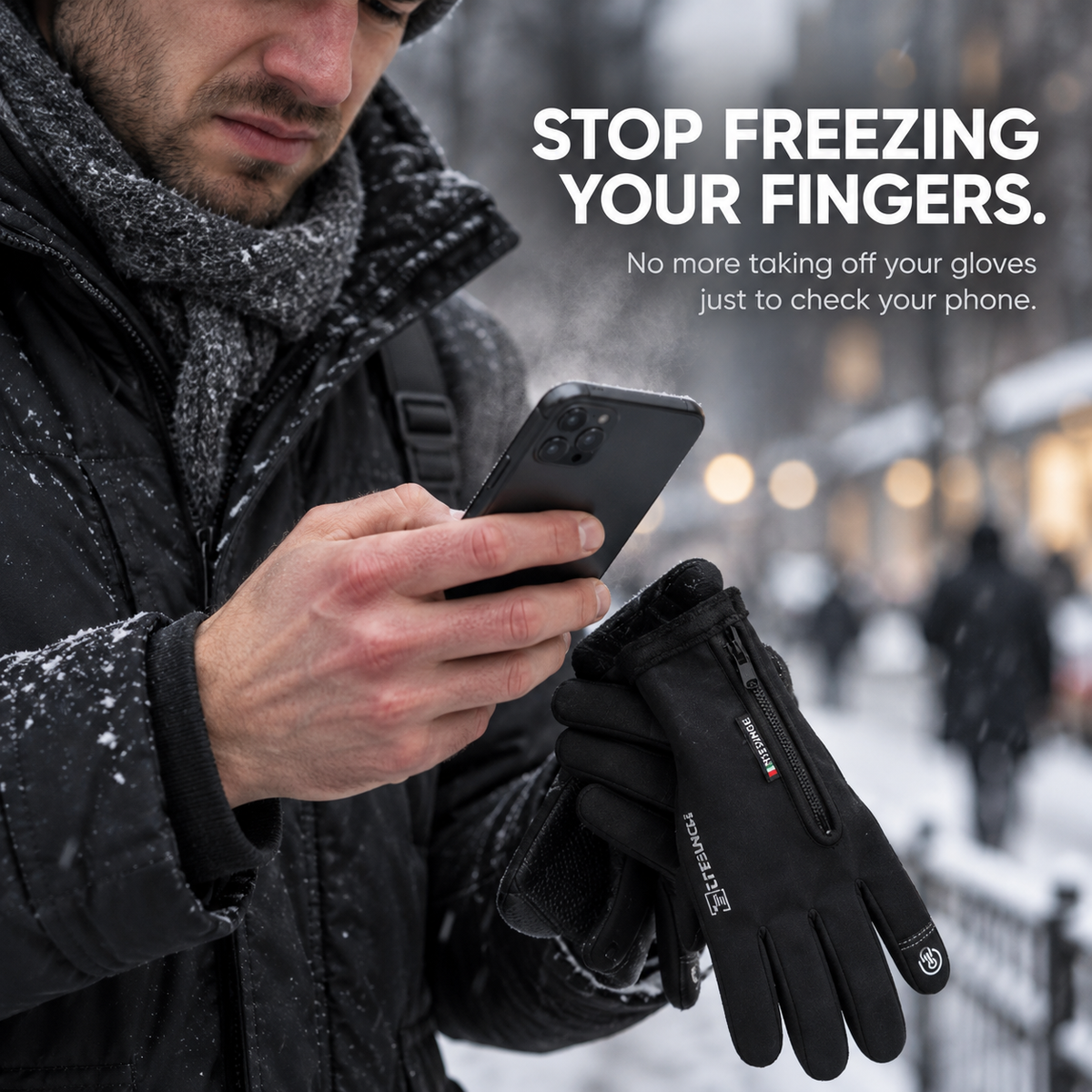 Winter Flip-Top Touchscreen Gloves – Warm, Windproof & Water-Resistant