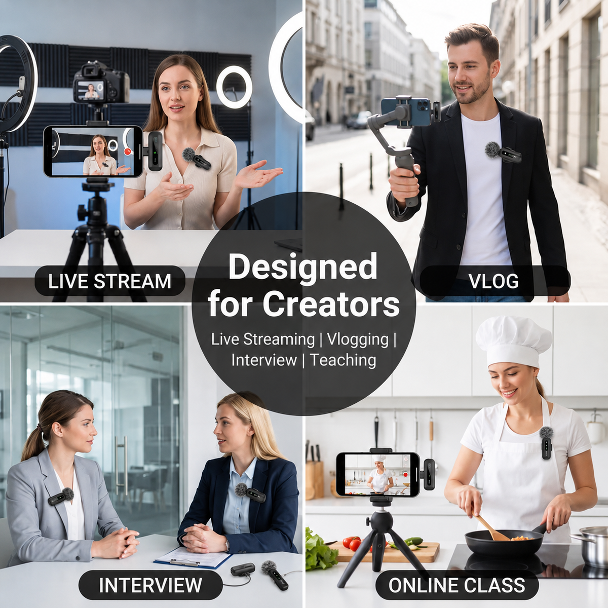 🎙️ Wireless Dual Lavalier Microphone – Crystal-Clear Sound Anywhere
