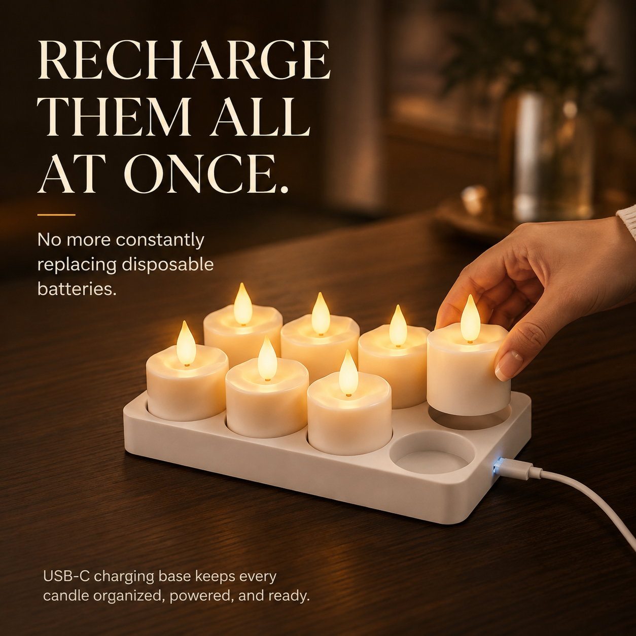 🕯️ Rechargeable Flameless LED Candles with Remote & Timer – Cozy Flickering Glow for Home & Holiday Decor