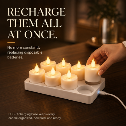 🕯️ Rechargeable Flameless LED Candles with Remote & Timer – Cozy Flickering Glow for Home & Holiday Decor