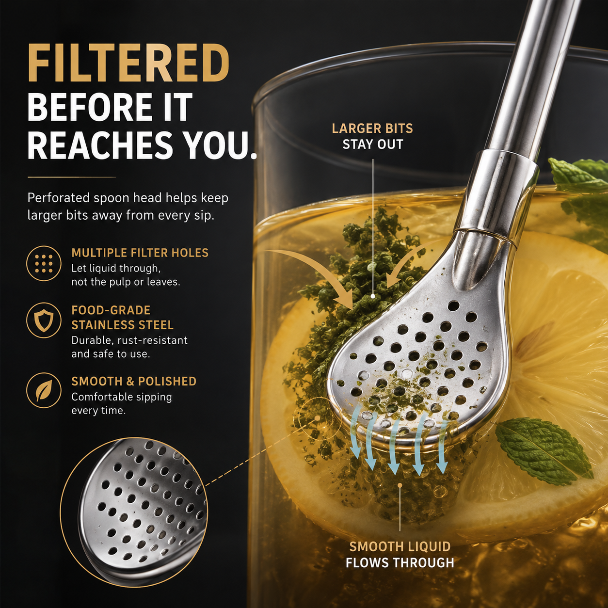 🥤 2-in-1 Stainless Steel Filter Straw – Sip, Stir & Filter With Ease