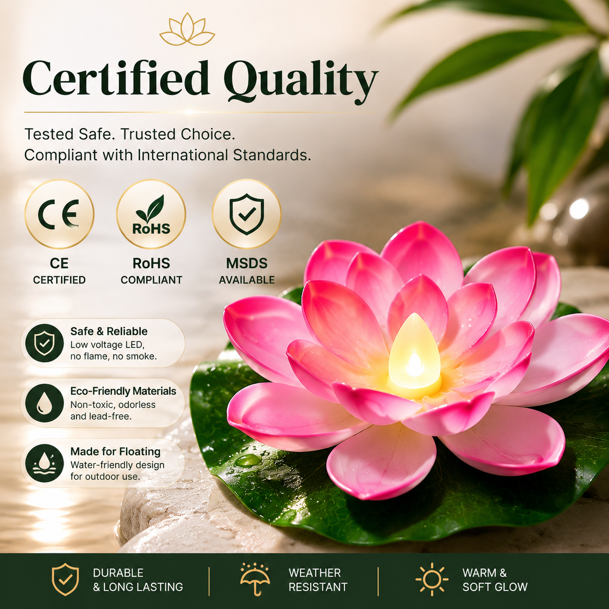 Floating Lotus LED Candle – Flameless Garden & Pool Decor for Spa, Patio, Wedding & Outdoor Ambience