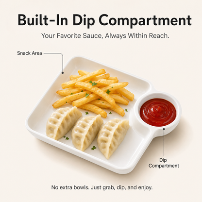 🍟 4PCS Snack Plate With Dip Compartment – Upgrade Your Snack Time With Easy Dipping & Better Sharing