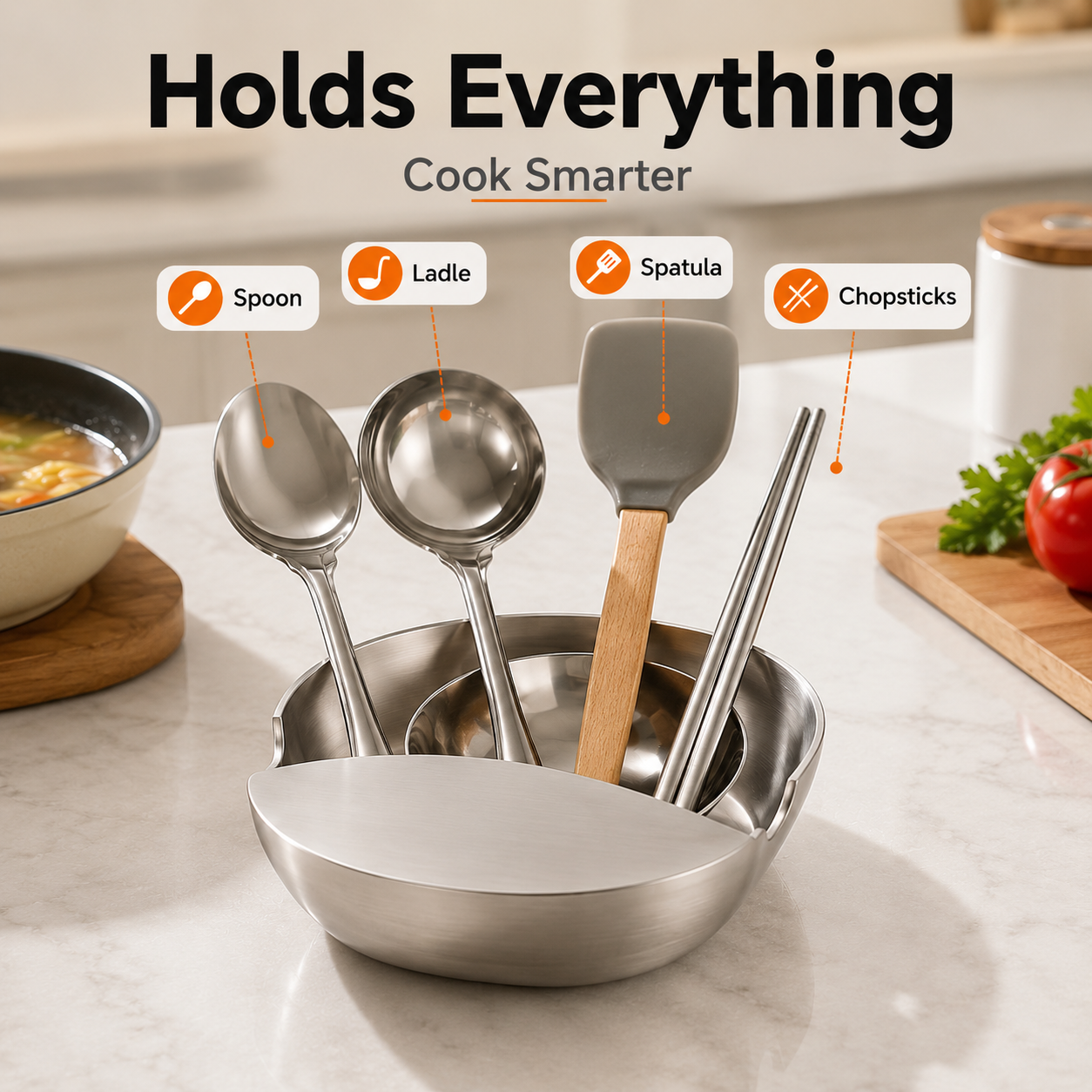✨ Stainless Steel Pot Lid & Spoon Rest – Keep Your Counter Clean While You Cook