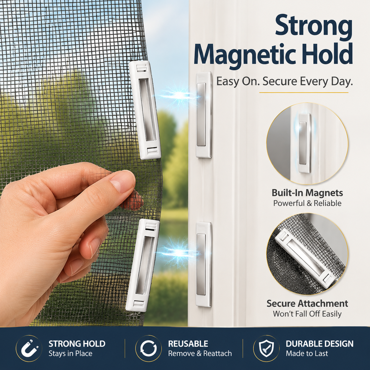 🪟 Magnetic Window Screen Kit – Cut-to-Fit No-Drill Mosquito Mesh for Any Window